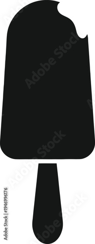 Vector black ice cream icon, bitten popsicle silhouette