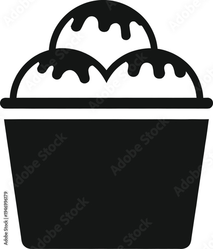 Black vector illustration of ice cream bucket