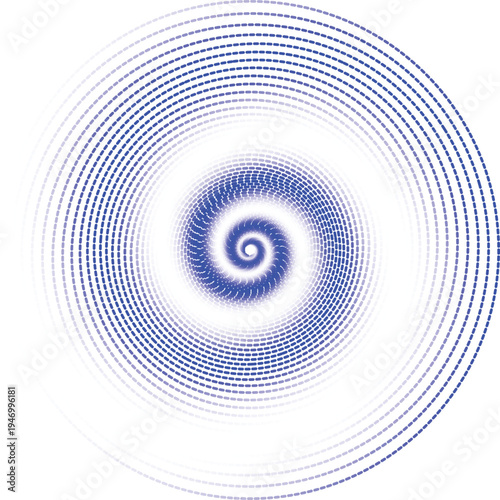A blue spiral with a white background