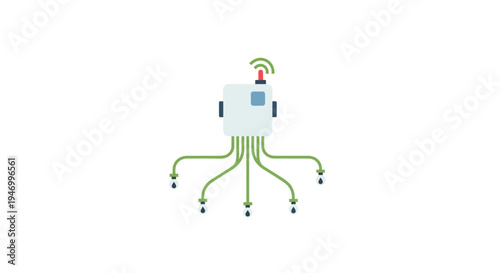 Robot with green wires and antenna.