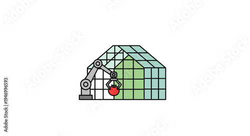 Robot working in a greenhouse factory.