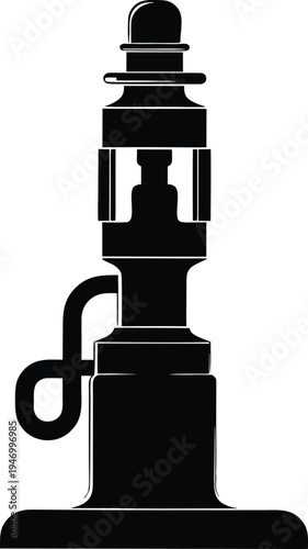 Vintage oil lantern or kerosene lamp silhouette vector icon.