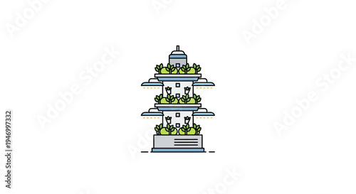 Small white Japanese style pagoda tower.