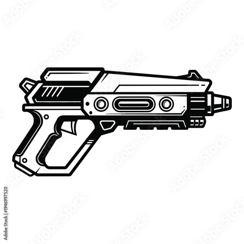 Futuristic scifi blaster gun for gaming or movie concept art illustrations icon