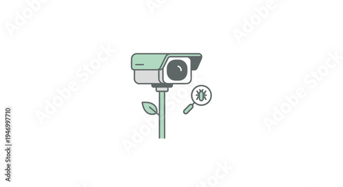 Security camera on a pole outside.