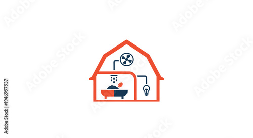 Simple house with industrial icons.