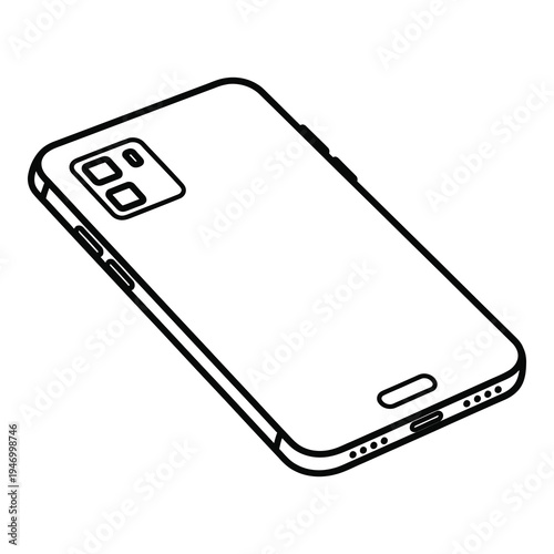 Line drawing of a smartphone device with camera lenses  electronic gadget icon