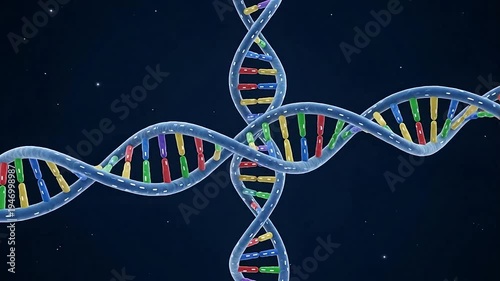 Colorful DNA double helix structure model.
