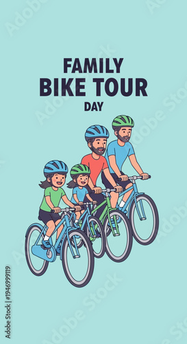 Joyful Family Cycling Adventure On A Sunny Day For Recreation And Health