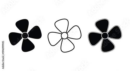 Three abstract floral designs in black and white a striking silhouette