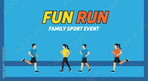 Joyful Family Fun Run Event Banner Vibrant Illustration