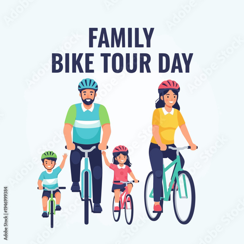 Joyful Family Embarking On A Scenic Cycling Adventure During A Pleasant Summer Day