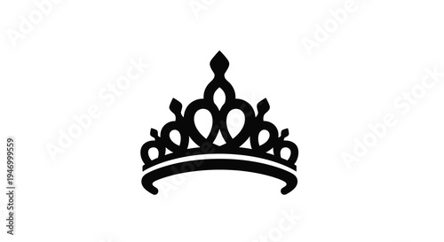 Elegant black tiara design isolated on a white background silhouette