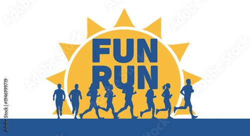 Joyful Marathon Participants Running Under Sun Symbolizing Fitness and Well-being