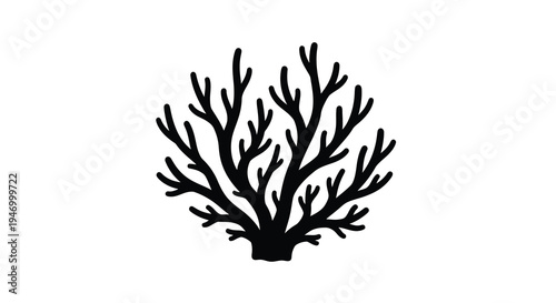 Abstract coral branch illustration against a white background silhouette