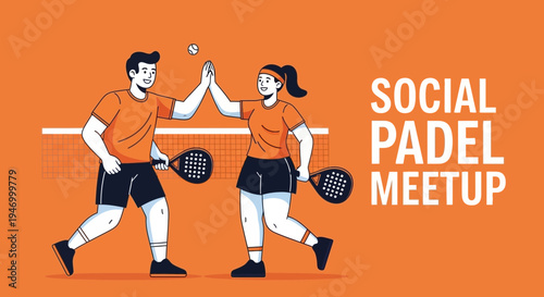 Joyful Participants Celebrating A Successful Social Padel Meetup With A High-Five Gesture