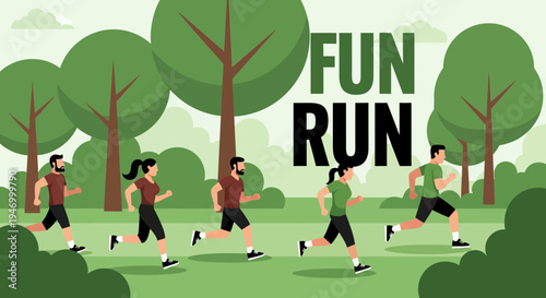 Joyful Group Of People Running At The Park During A Fun And Energizing Marathon