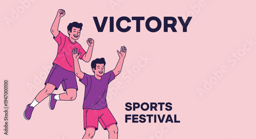 Joyful Sports Celebration: Enthusiastic Individuals Illustrating Victory During Competition