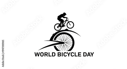 Dynamic illustration of a cyclist celebrating world bicycle day