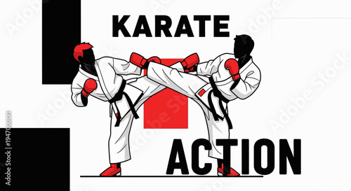 Karate Action Depicted Featuring Combatants in Dynamic and Energetic Martial Arts Exhibition