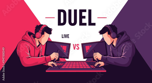 Live Gaming Duel Competition With Competitive Players Engaging In Online Matches