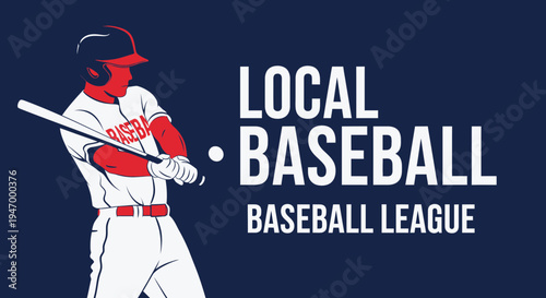 Local Baseball League: Dynamic Illustration of a Player About To Hit the Ball In Motion