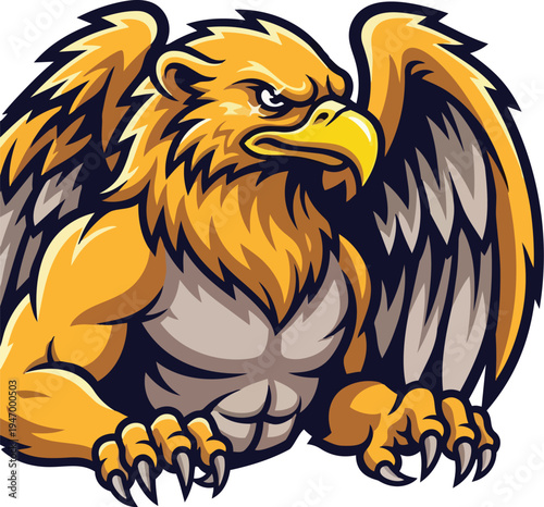 Majestic griffin illustration winged mythical creature emblem