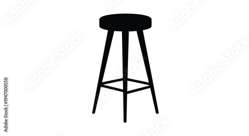 Simple black bar stool depicted in a stark graphic silhouette