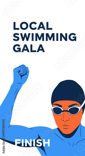 Local Swimming Gala Graphic: Artistic Illustration Showcasing Competitive Aquatic Excellence