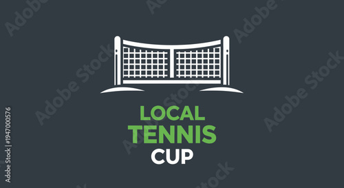 Local Tennis Tournament Visual Depiction With Net And Championship Announcement