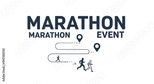 Marathon Event Route With Runners And Location Markers