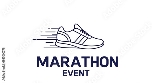 Marathon Event Logo: Modern and Dynamic Running Shoe Emblem for Athletic Competition