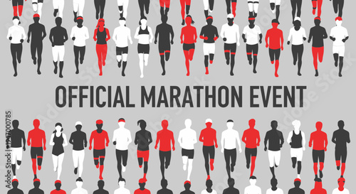 Marathon Event Runners Vector Illustration with Official Branding and Visual Design