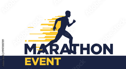 Marathon Event Silhouette Depicting Runners in Motion with Minimalist Graphic Design