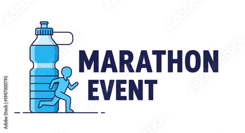 Marathon Event Concept Featuring Runner, Bottle, And Modern Design Elements