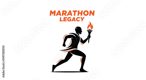 Marathon Legacy: Athletic Figure With Burning Torch Symbolizing Endurance And Achievement