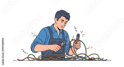 Man welding metal wires.