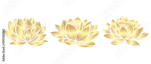 Vector silhouette illustration of a golden lotus for Vesak Day