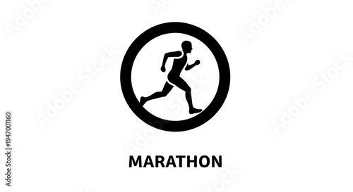 Marathon Runner Silhouette: Graphic Icon Depicting Sports Endurance and Fitness Activity