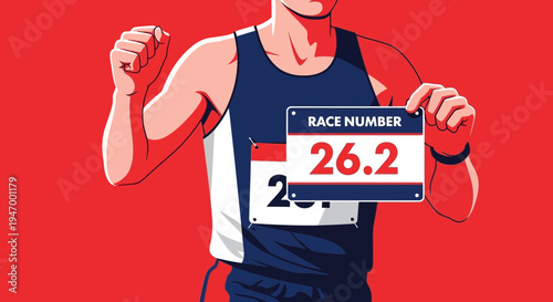 Marathon Runner Triumphantly Displays Race Number 262 Celebrating Endurance Victory