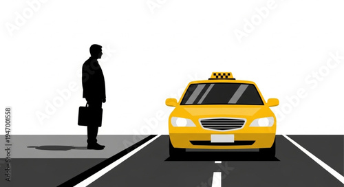 Man waiting for yellow taxi.