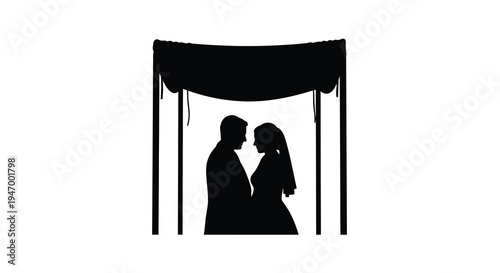Wedding ceremony under a chuppah a romantic black silhouette
