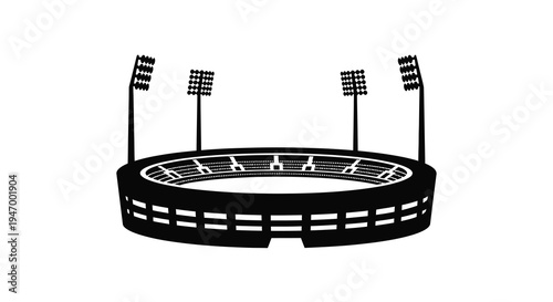 Black stadium with floodlights presented as a striking silhouette