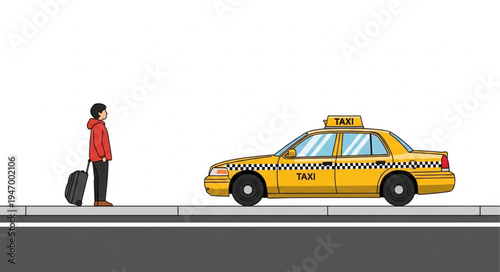 Man waiting for yellow taxi.