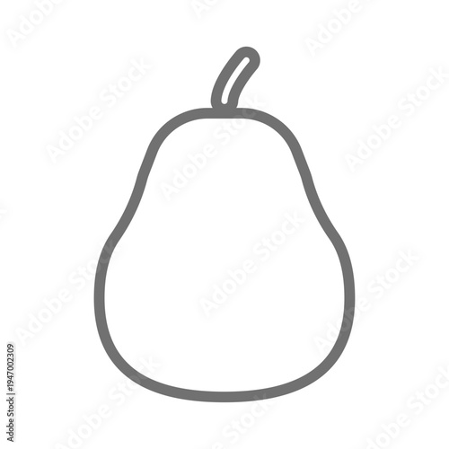 洋梨のシンプルな線画アイコン モノクロの果物イラスト