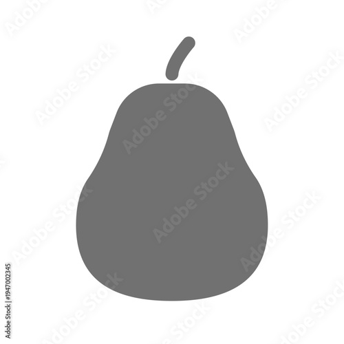 洋梨のシンプルなフラットアイコン 白黒ベタ塗りの果物イラスト