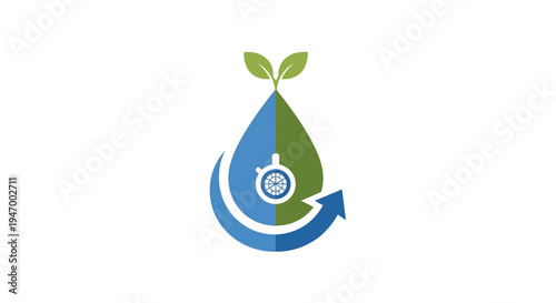 Water Droplet with Green Leaves Logo.