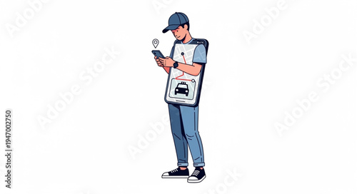 Man wearing delivery backpack.