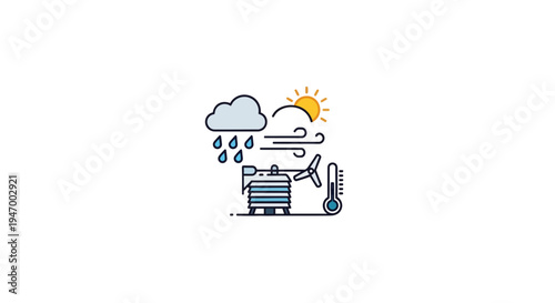 Weather forecast icon with symbols.