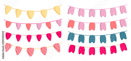 set of colorful Party Bunting Flat Garland Flags